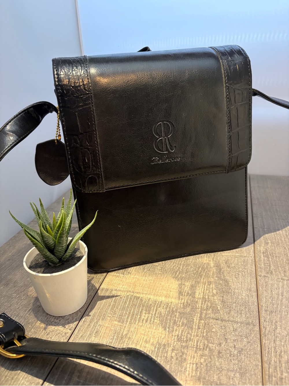 Bellerose Black Faux Leather Crossbody Bag